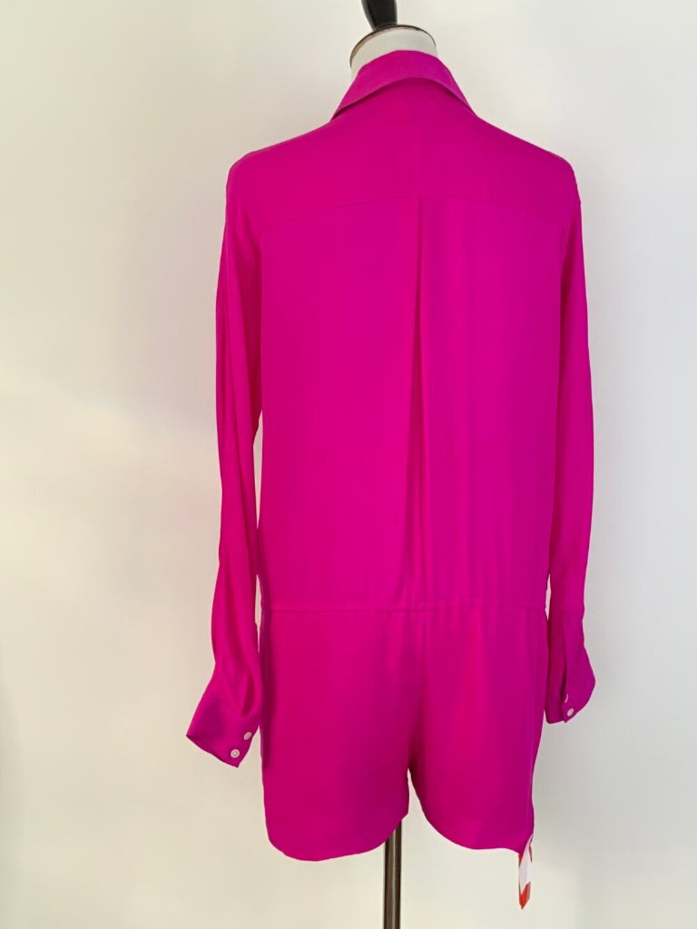 New Haute Hippie 100% Silk Long Sleeve Romper In Fuschia/Hot Pink Sz S - Picture 5 of 16